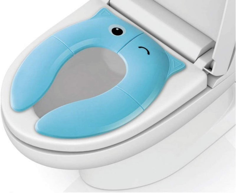 Pokanic Toilet Potty Training Seat Cover, Travel Toilet Seat, Folding Non Slip Silicone Pads, Travel Portable Reusable Kids Toddlers Boys Girls, Carry Bag (Blue) - Image 4
